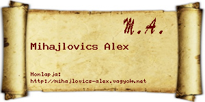 Mihajlovics Alex névjegykártya